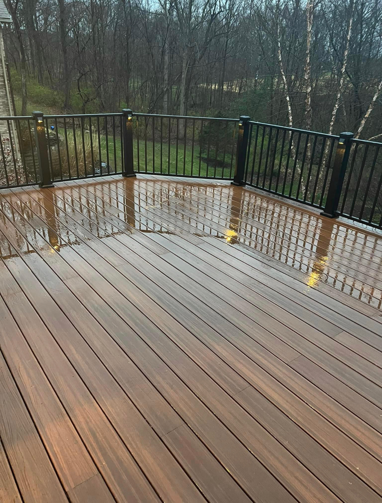 Rainy Evening Lit Deck